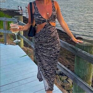 Twelfth Tribe Zebra Print Cutout Dress
